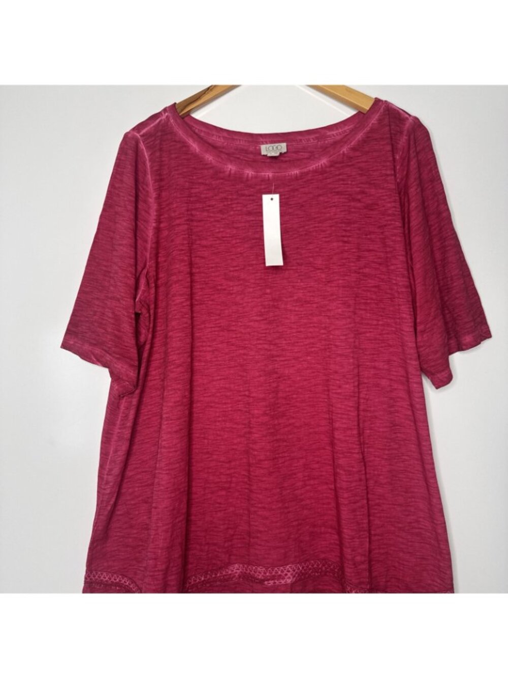 LOGO by Lori Goldstein Tunic Top 2X Short Sleeve Cotton Pink NWT - Picture 2 of 11